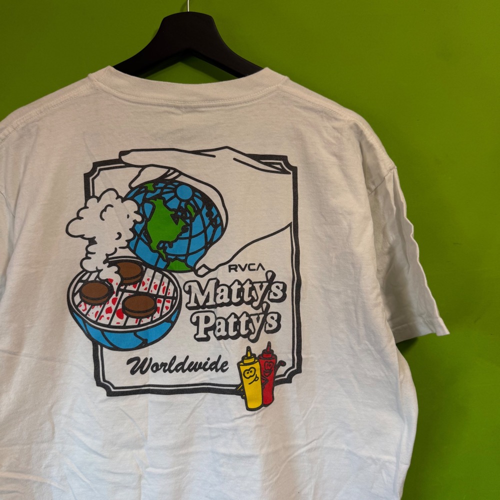 RVCA Matty's Patty's Worldwide Burger Club Graphic T-Shirt Mens Large White